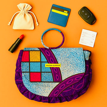 Tabby Galaxy Ruffle Bag- Limited Edition African Wax Print