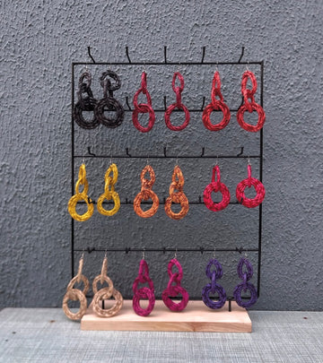 Ashanti Rings Earrings – Handwoven Triple Circle Rattan Earrings from Ghana