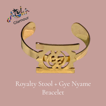 Royal Stool + Gye Nyame Adinkra Gold Bracelet | Handmade in Ghana
