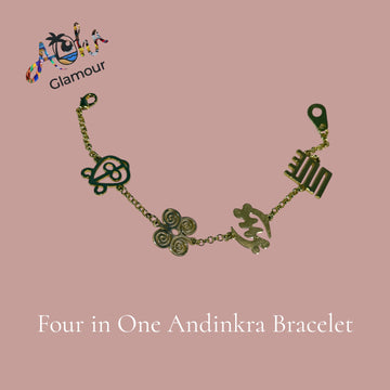 4-in-1 Adinkra Gold Charm Bracelet | Handmade in Ghana