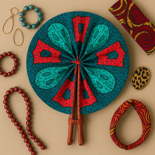 Kente Flame” Heritage Folding Fan