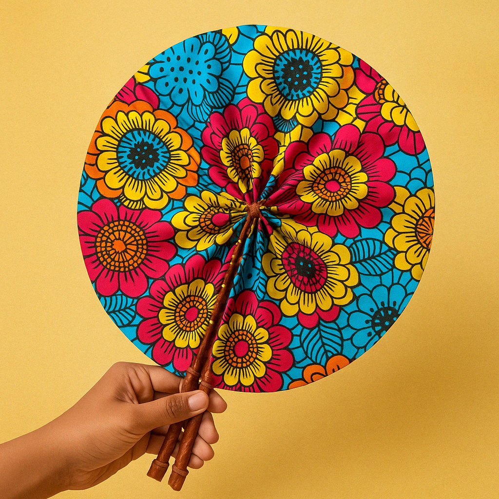 Garden Bloom Heritage Fan- Made in Ghana/ Foldable African Print Fan