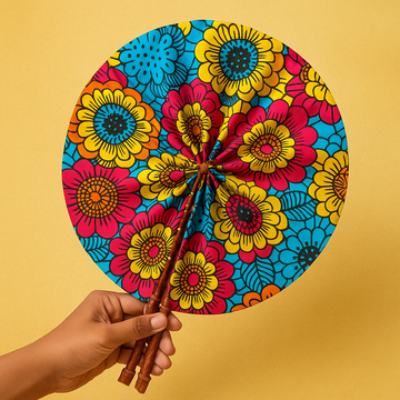 Garden Bloom Heritage Fan- Made in Ghana/ Foldable African Print Fan