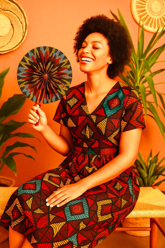 Sunburst Kente Heritage Fan