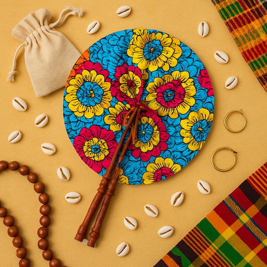 Mini Garden Bloom Heritage Fan- Made in Ghana/ Foldable African Print Fan