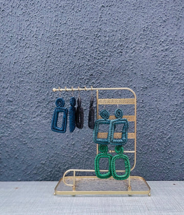 Accra Frame Earrings – Handwoven Rattan Geometric Earrings from Ghana