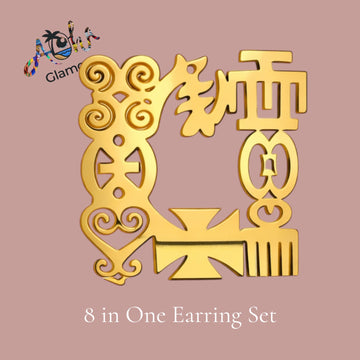 8-in-1 Adinkra Gold Earring Set | Handmade in Ghana