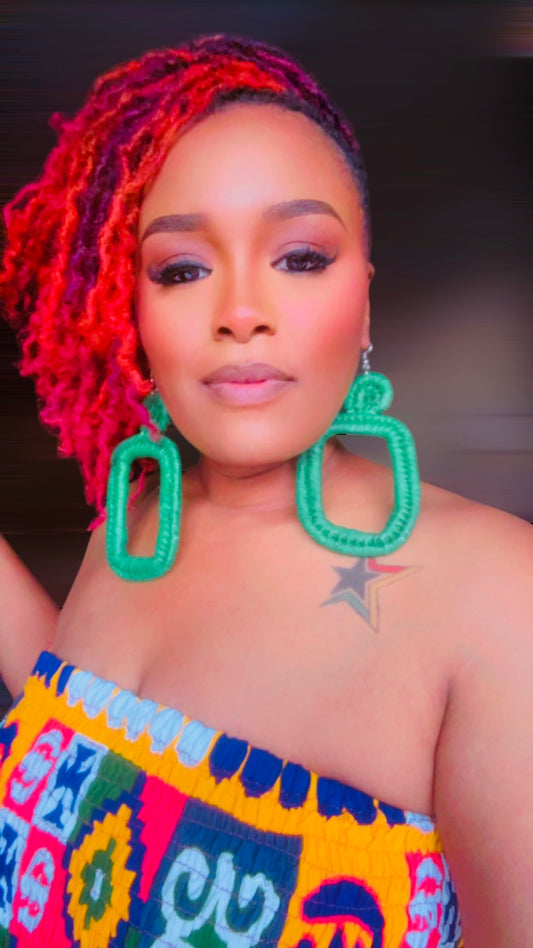 Accra Frame Earrings – Handwoven Rattan Geometric Earrings from Ghana