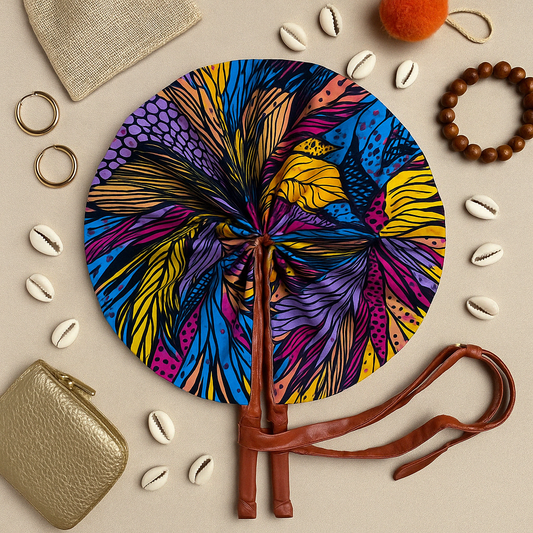 Mini Jungle Bloom Heritage Fan-/ Made in Ghana/ Foldable African Print Fan
