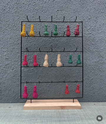 Calabash Drop Earrings – Handwoven Rattan Cultural Earrings from Ghana