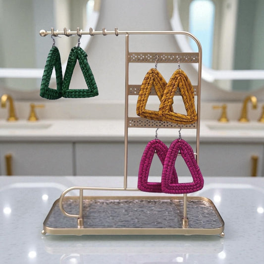 Rattan Triangle Earrings
