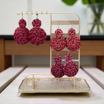 Aburi Bloom Earrings – Handwoven Rattan Double-Circle Earrings from Ghana