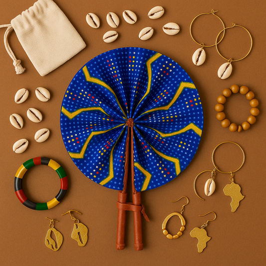 Mini Royal Vibe Heritage Fan-/ Made in Ghana/ Foldable African Print Fan