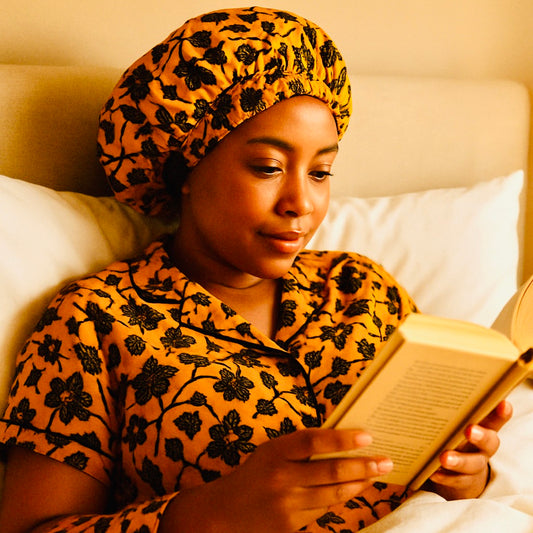 Floral Gold Satin-Lined Bonnet
