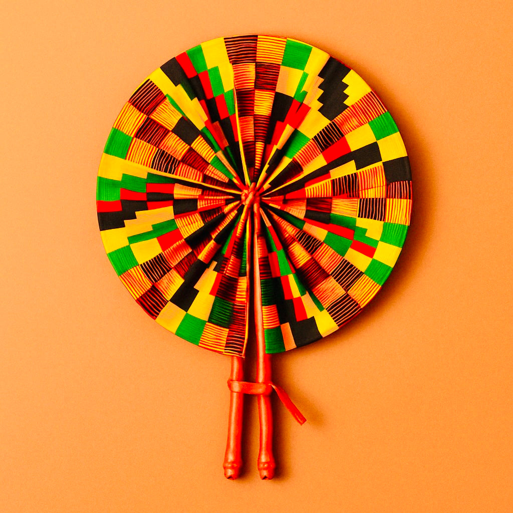Legacy Heritage Fan-/ Made in Ghana/ Foldable African Print Fan