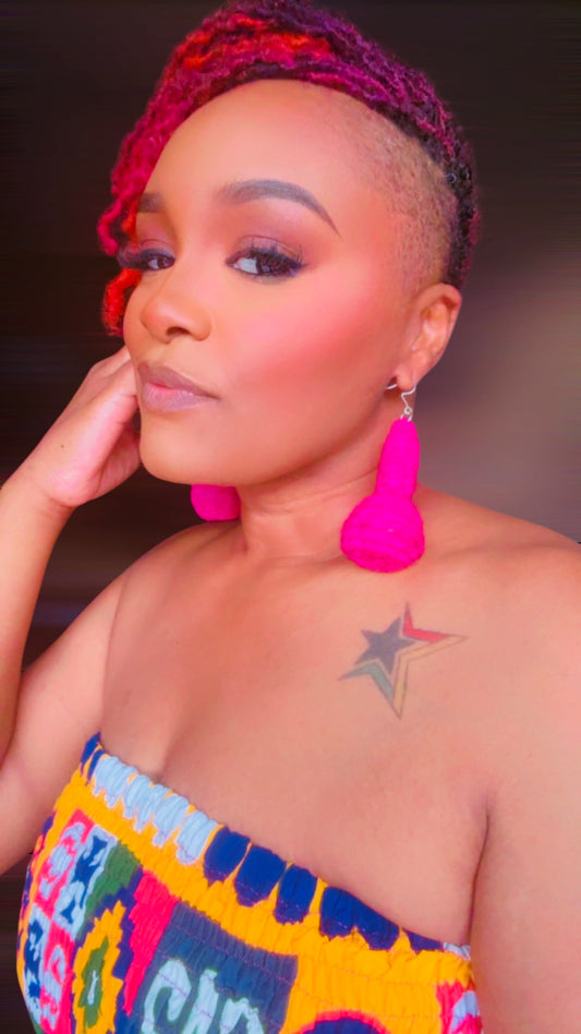 Calabash Drop Earrings – Handwoven Rattan Cultural Earrings from Ghana