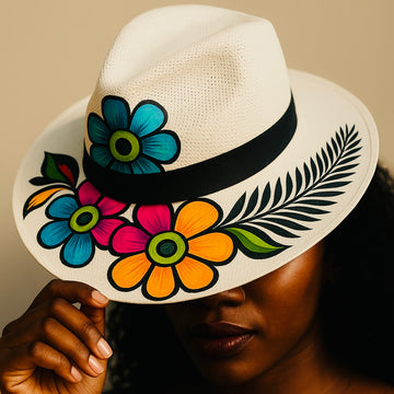 Hand-Painted Crown Collection: Floral Majesty Straw Hat