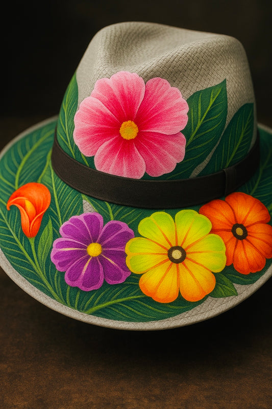 Bloom Boldly: Hand-Painted Floral Fedora Hat