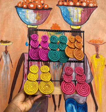 Kumasi Coil Earrings – Handwoven Triple Spiral Rattan Earrings from Ghana