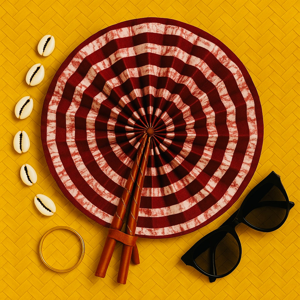 Mini Golden Grace Heritage Fan-/ Made in Ghana/ Foldable African Print Fan