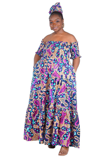 Smocked Off-the-Shoulder Cotton Dress | One Size