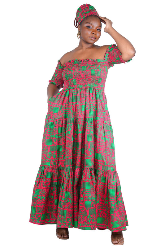 Smocked Off-the-Shoulder Cotton Dress | One Size