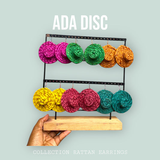 Ada Disc Earrings – Handwoven Rattan Statement Earrings from Ghana
