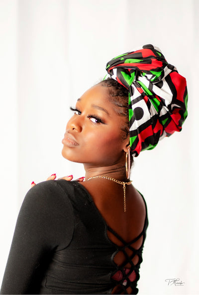 HM40 Bold Red and Green Headwrap