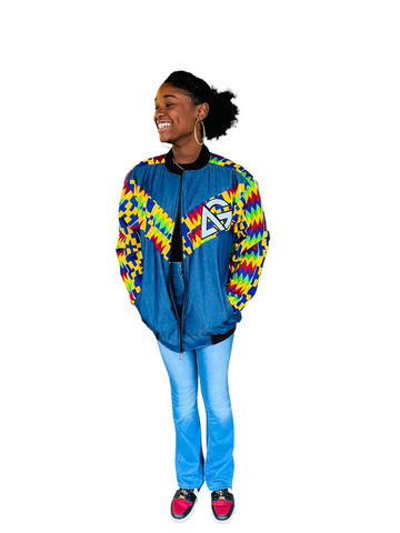 Mix Print African Bomber Jacket | Unisex Kente-Inspired Streetwear