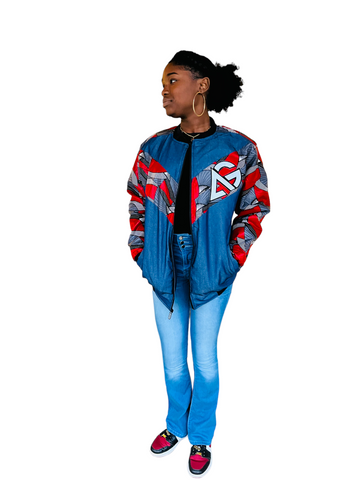 Unisex Bomber Jacket Balanta Denim Mix